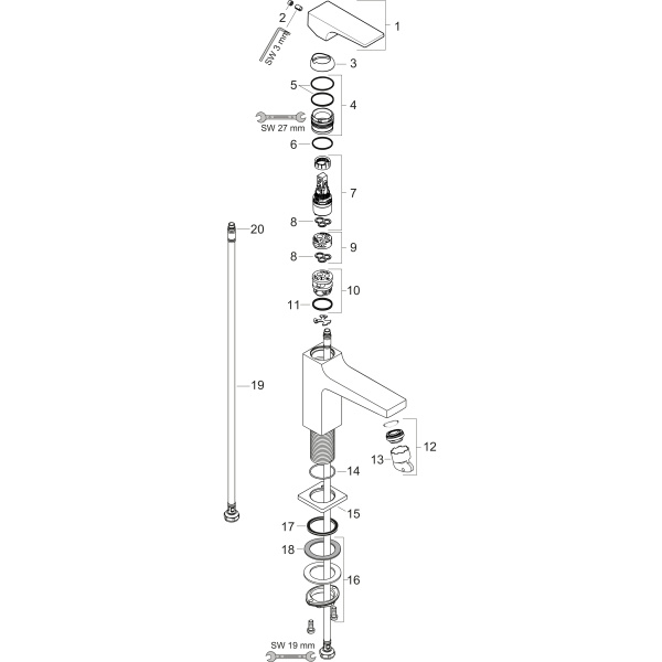 Смеситель для раковины с донным клапаном Push-Open Hansgrohe Metropol 32507700 белый матовый