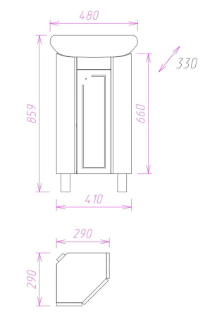 Тумба под раковину напольная Onika Малютка 33 103301