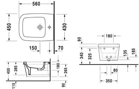 Биде подвесное Duravit 2265100000