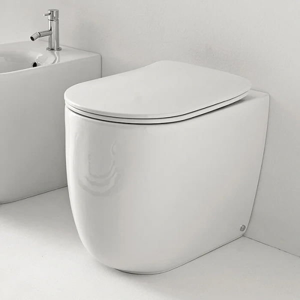 Унитаз приставной безободковый TORNADO Kerasan Nolita 531901 белый глянец, без сиденья