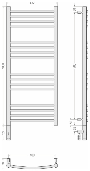 Полотенцесушитель электрический (100х40) Сунержа Богема 3.0 020-5802-1040 левый
