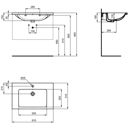 Раковина подвесная (81x51) Ideal Standard i.life B Vanity T460401