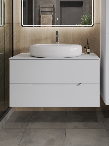 Тумба с раковиной подвесная 100 см, Orange Line Li-100TuwMDF+B08-640W белый