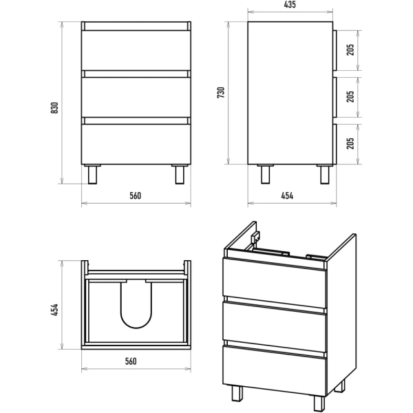 Тумба с раковиной 60 Brevita Victory УТ000024308