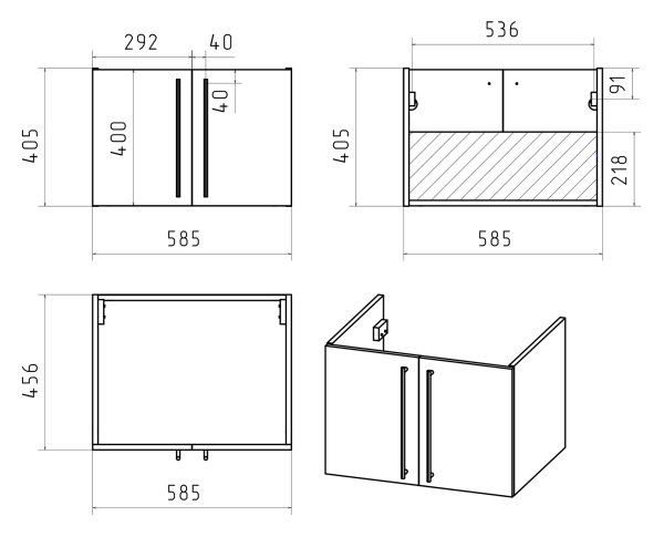 Тумба под раковину Brevita Rock 60 ROCK-06060-50-2 без раковины