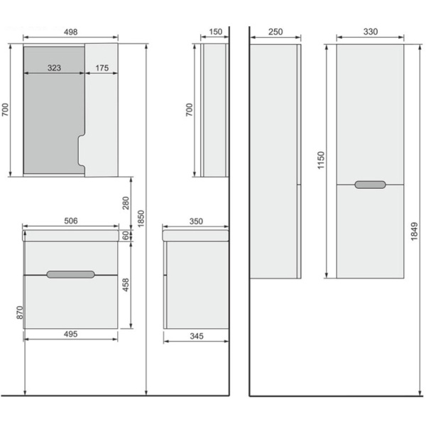 Раковина Jorno MODUO 50 SLIM P-UM-MOD5OSL/1