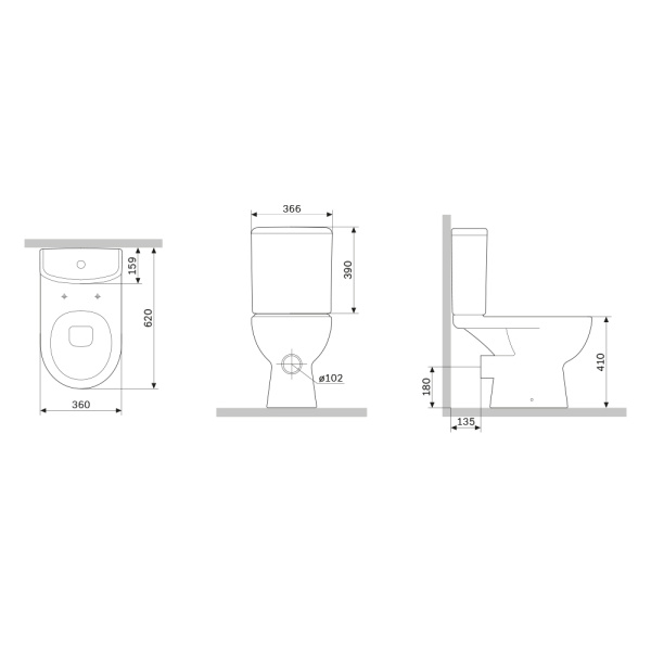 Унитаз-компакт с сиденьем микролифт Am.Pm Gem C908600SC