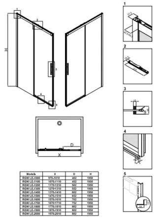Душевая дверь 160 см  RGW Leipzig LE-12 34121216-11 прозрачный