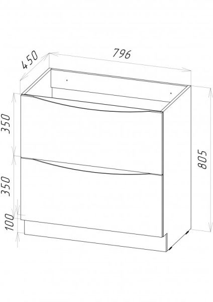 База под раковину напольная BelBagno MARINO-800-2C-PIA-BL-P Bianco Lucido
