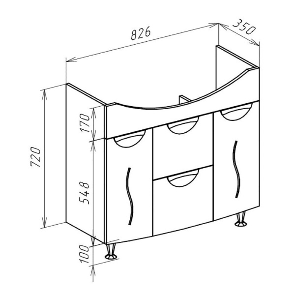 Тумба под раковину Bellezza Глория 85 4638514100013