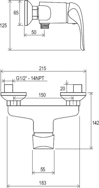 Смеситель для душа Ravak Rosa RS 032.00/150 X070012