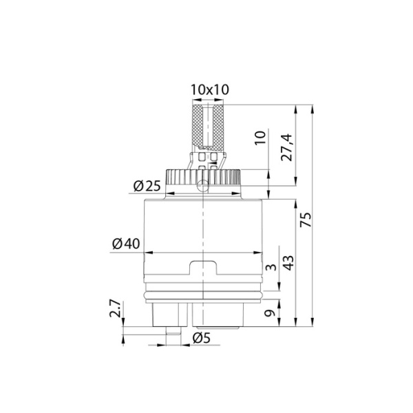 Картридж керамический для смесителя, 40 мм, с ножками, IDDIS (999C40H0SM)