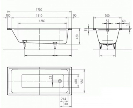 Ванна стальная Kaldewei PURO (170x70) 258700010001