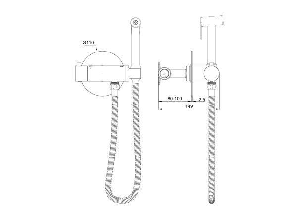 Смеситель с гигиеническим душем и термостатом встраиваемый WONZON & WOGHAND, черный матовый WW-88819902-MB Смеситель с гигиеническим душем и термостатом встраиваемый WONZON & WOGHAND, черный матовый WW-88819902-MB