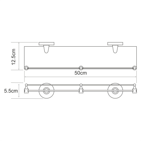 Полка стеклянная с бортиком WasserKRAFT Rhein K-6244