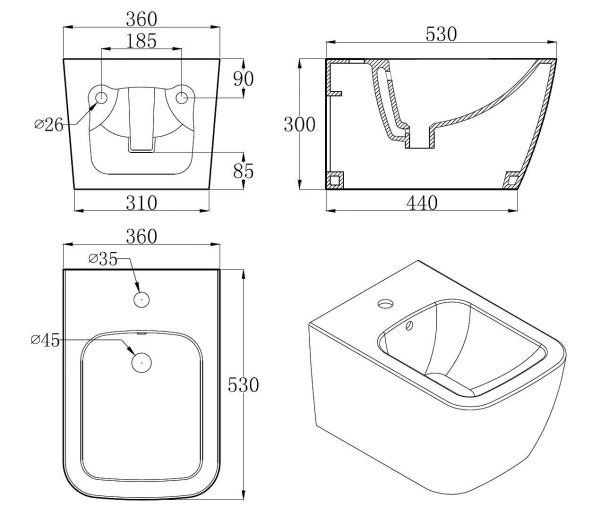 Биде подвесное Teka Formentera 187360000