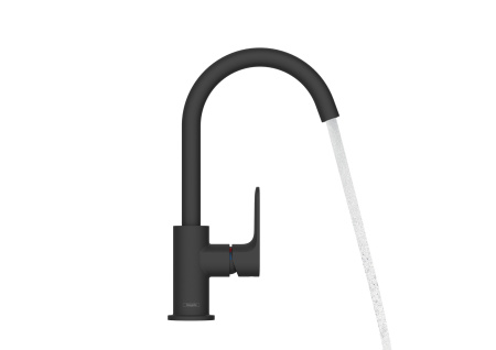 Смеситель для раковины с донным клапаном Hansgrohe Rebris S 72536670 черный матовый