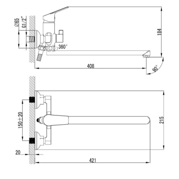 Смеситель для ванны Milardo Nelson (NELSBLCM10)