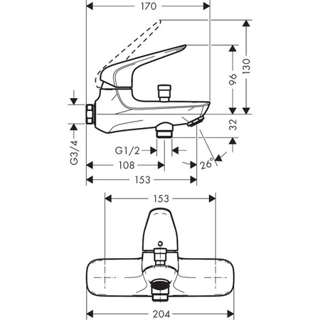 Смеситель для ванны HANSGROHE Novus 71041000