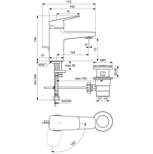Смеситель для раковины Ideal Standard CERAPLAN BD213AA, хром