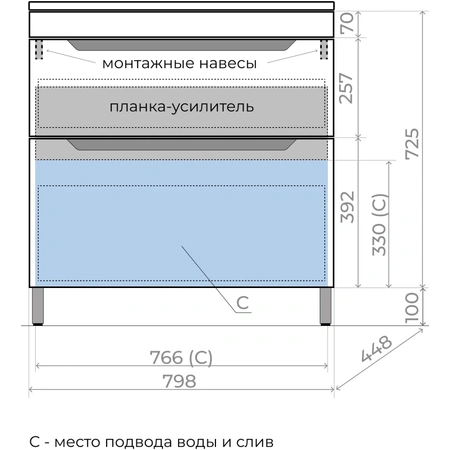 Тумба напольная без раковины 80 см Style Line Остин ЛС-00002393 белый матовый