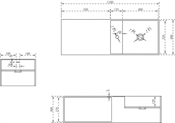 Раковина из искусственного камня NT Bathroom Modena LEFT NT504