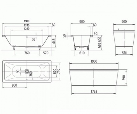 Ванна стальная (190x90) Kaldewei CONODUO 235200010001