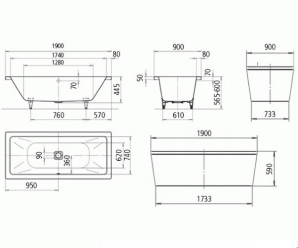 Ванна стальная (190x90) Kaldewei CONODUO 235200010001