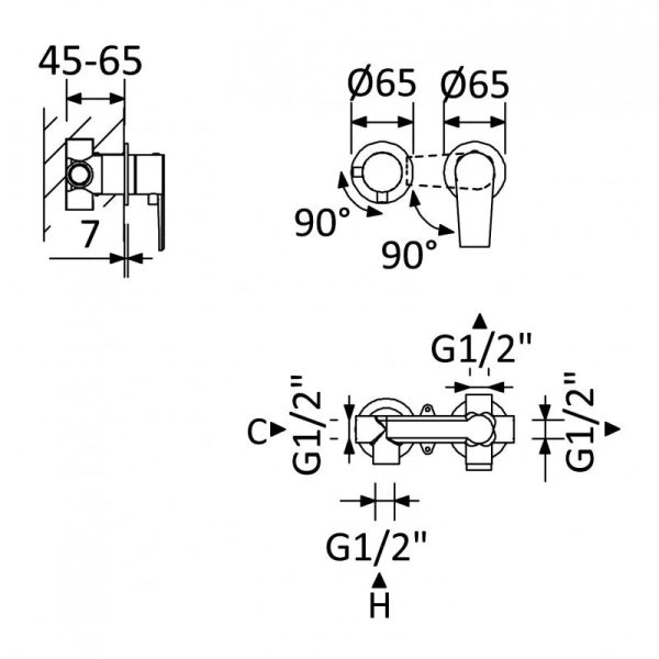 Смеситель для душа Cezares Nautic NAUTIC-VDIM2-M-01 Смеситель для душа Cezares Nautic NAUTIC-VDIM2-M-01