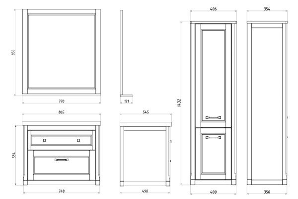 Зеркало (77х85)  ASB-Woodline Толедо 85 11197 (синий)