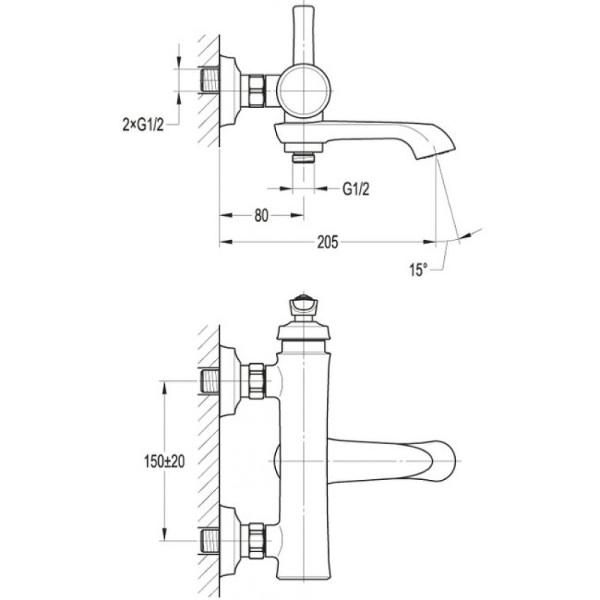Смеситель для ванны CEZARES LIBERTY-F-VD-01