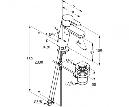 Смеситель для раковины Kludi Logo Neo XL 372900575