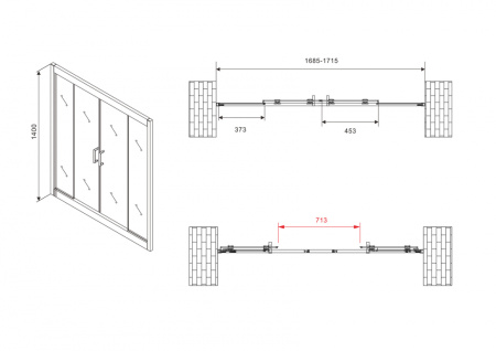 Шторка на ванну (170х140) ABBER Schwarzer Diamant AG57170M хром