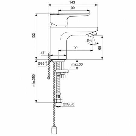 Смеситель для раковины Ideal Standard CERAPLAN III SLIM BC564AA