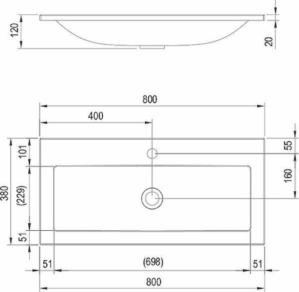 Раковина полувстраиваемая Ravak Clear-800 XJJ01180000