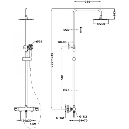 Душевая система Teka Manacor 842380200