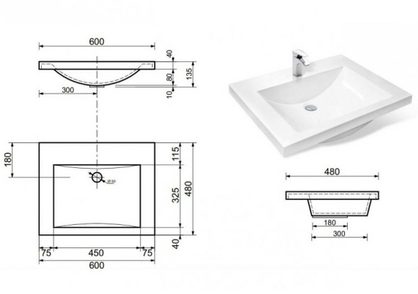 Раковина Misty Монако 60 ФР-00000790