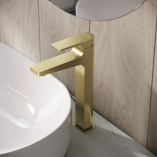 Смеситель для раковины высокий Grossman Classic 520.K35.04.320 золото сатиновый Смеситель для раковины высокий Grossman Classic 520.K35.04.320 золото сатиновый