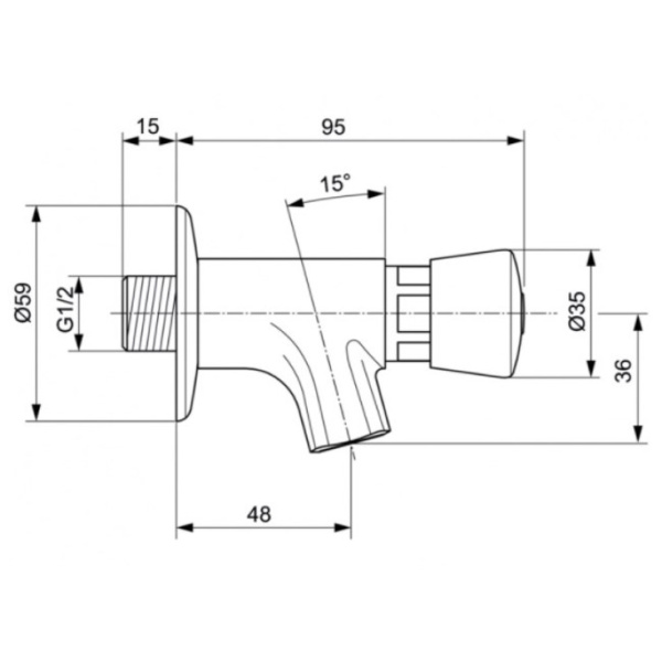 Кран для холодной воды Ideal Standard Alpha A1330AA, хром Кран для холодной воды Ideal Standard Alpha A1330AA, хром