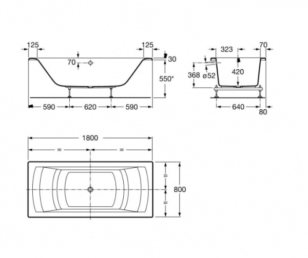 Акриловая ванна Roca Hall 248170001