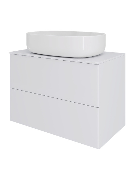 Тумба с раковиной подвесная 75 см, Orange Otto Ot-75TuMDF+B08-600W белый глянец