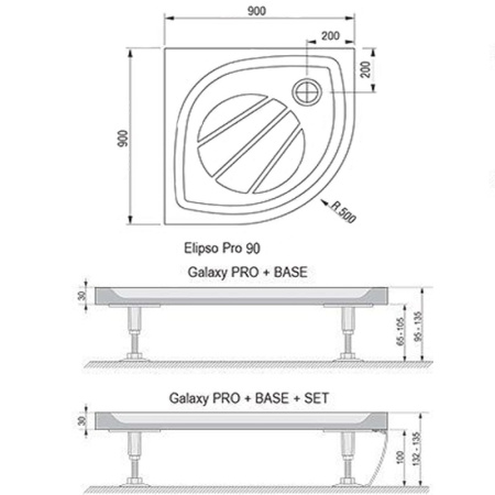 Душевой поддон Ravak Elipso Pro XA237701010