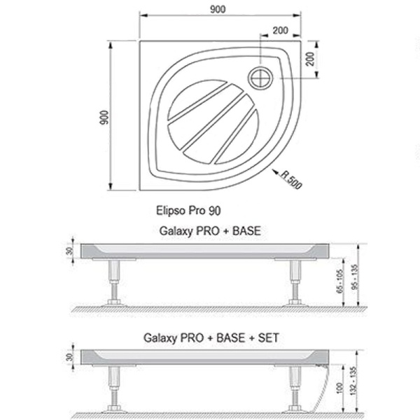 Душевой поддон Ravak Elipso Pro XA237701010