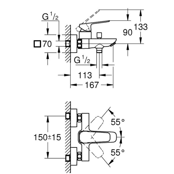 Смеситель для ванны Grohe Cubeo 1018130000 Смеситель для ванны Grohe Cubeo 1018130000