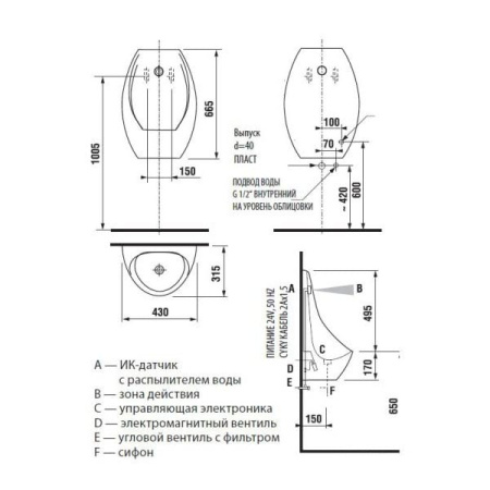 Писсуар с ИК-датчиком Jika Domino 8411010004881