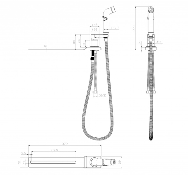Смеситель с гигиеническим душем, устанавливаемый на унитаз Lemark Solo (LM7170CW)
