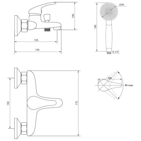 Смеситель для ванны Славен Прораб  П СЛ-ОД-П30