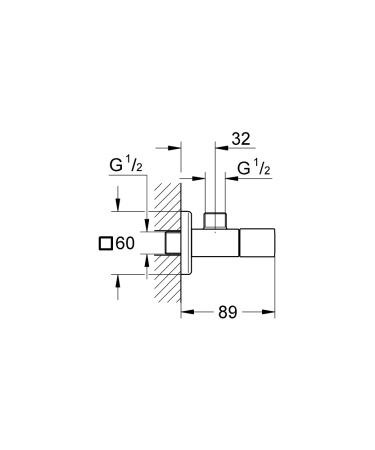 Вентиль угловой 1/2 GROHE Eurocube 22013 000 (22013000) хром 
