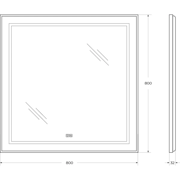Зеркало (80х80) BelBagno Kraft SPC-KRAFT-800-800-LED-TCH-WARM-NERO с подсветкой