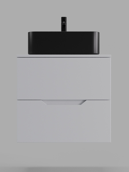 Тумба с раковиной подвесная 60 см Orange Line Li-60TuwMDF+B02-460MB белый/черный